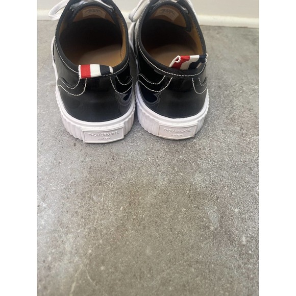 Women's Thom Browne Soft Patent Leather Heritage Black Sneaker Size 11 - Picture 5 of 16